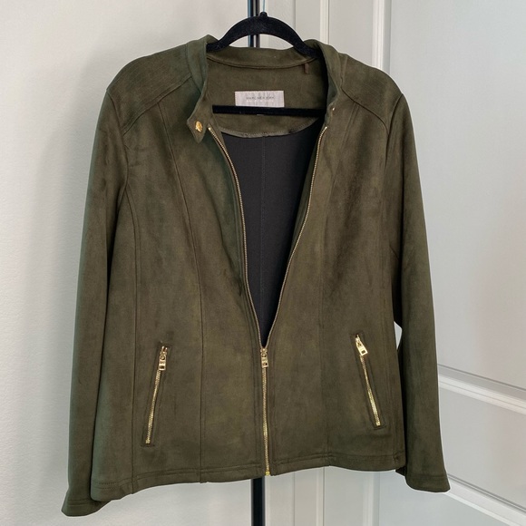 Andrew Marc Jackets & Blazers - MARC NY Faux Suede Moto Jacket - Olive Green
